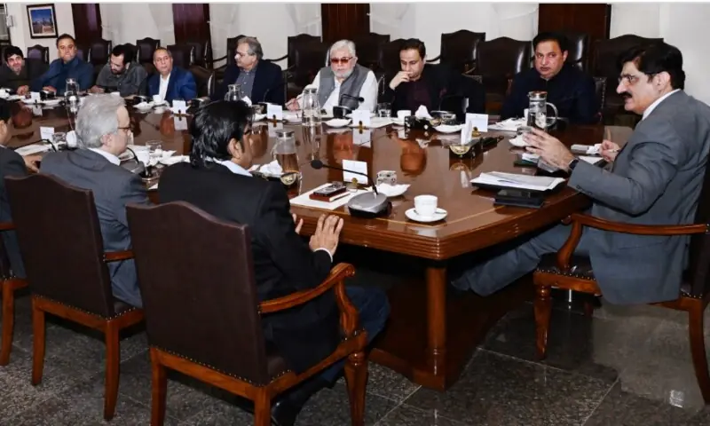 Sindh Cheif Minister Murad Ali Shah presides over a meeting with representatives of Karachi&rsquo;s major Industrial association at CM house, Karachi on Dec 19. &mdash; Photo Courtesy SindhCMhouse/Instagram