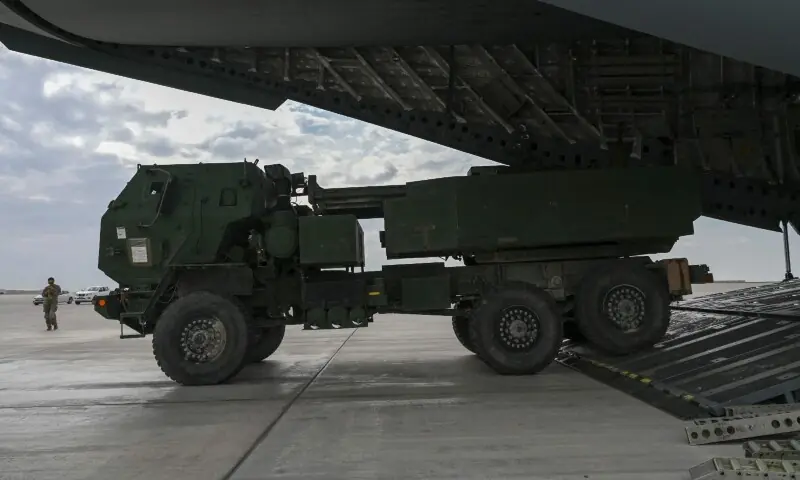 In this US Army photo taken from an undisclosed location on December 19, 2025, a US Army M142 High Mobility Artillery Rocket System loads onto a US Air Force C-17 Globemaster III aircraft within the US Central Command area of responsibility, in support of Operation Hawkeye Strike. — AFP In this US Army photo taken from an undisclosed location on December 19, 2025, a US Army M142 High Mobility Artillery Rocket System loads onto a US Air Force C-17 Globemaster III aircraft within the US Central Command area of responsibility, in support of Operation Hawkeye Strike. — AFP