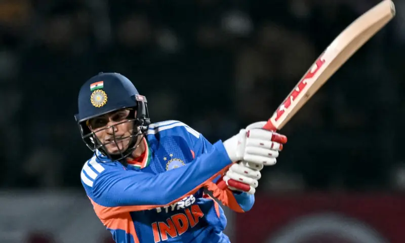 India&rsquo;s Shubman Gill plays a shot during the third Twenty20 international cricket match between India and South Africa at the Himachal Pradesh Cricket Association Stadium in Dharamsala on December 14, 2025. &mdash; AFP/File