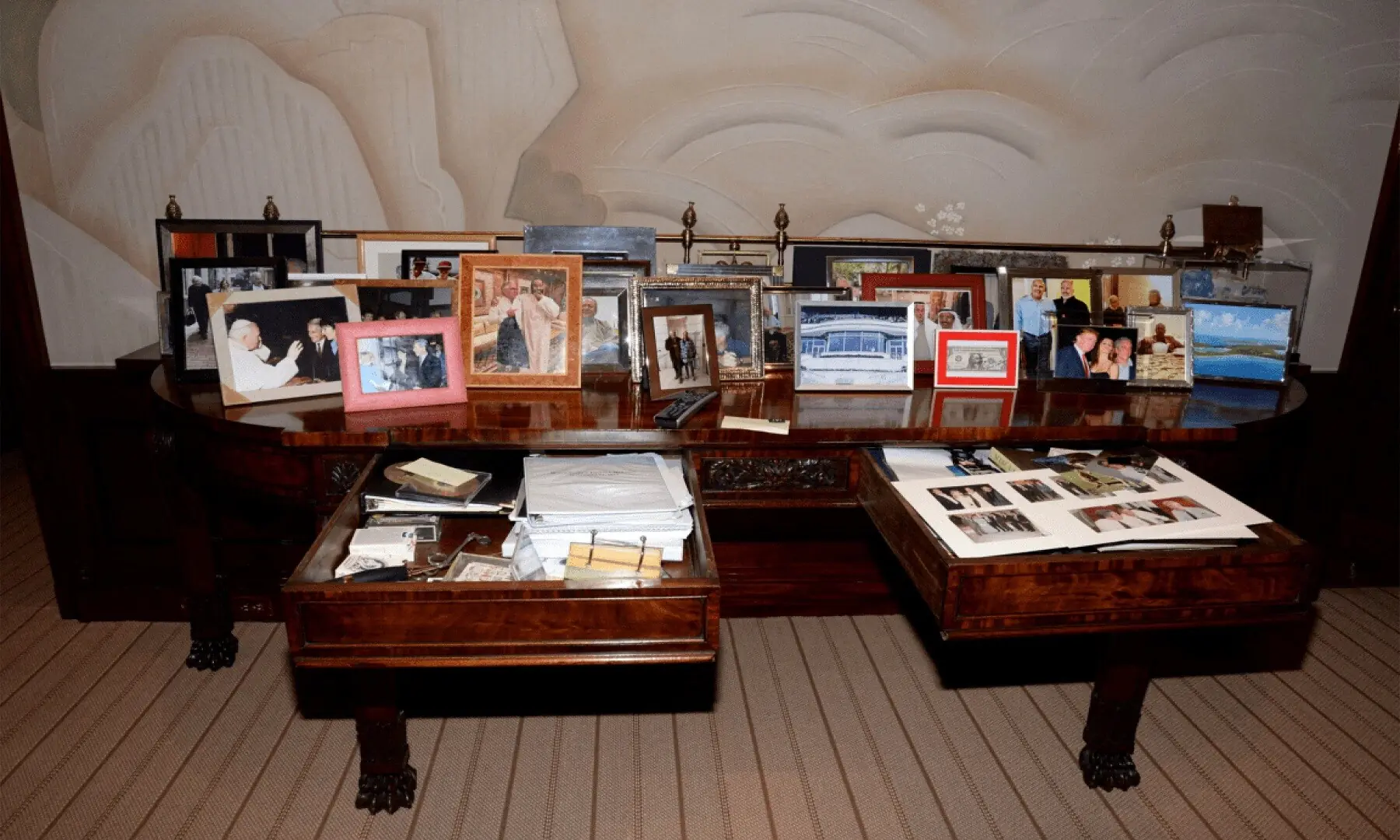 A view of drawers and framed photos shown in Jeffrey Epstein&rsquo;s Manhattan home are seen in this image released by the Department of Justice in Washington, DC, US, on December 19, 2025 as part of a new trove of documents from its investigations into the late financier and convicted sex offender Jeffrey Epstein. &mdash;Reuters
