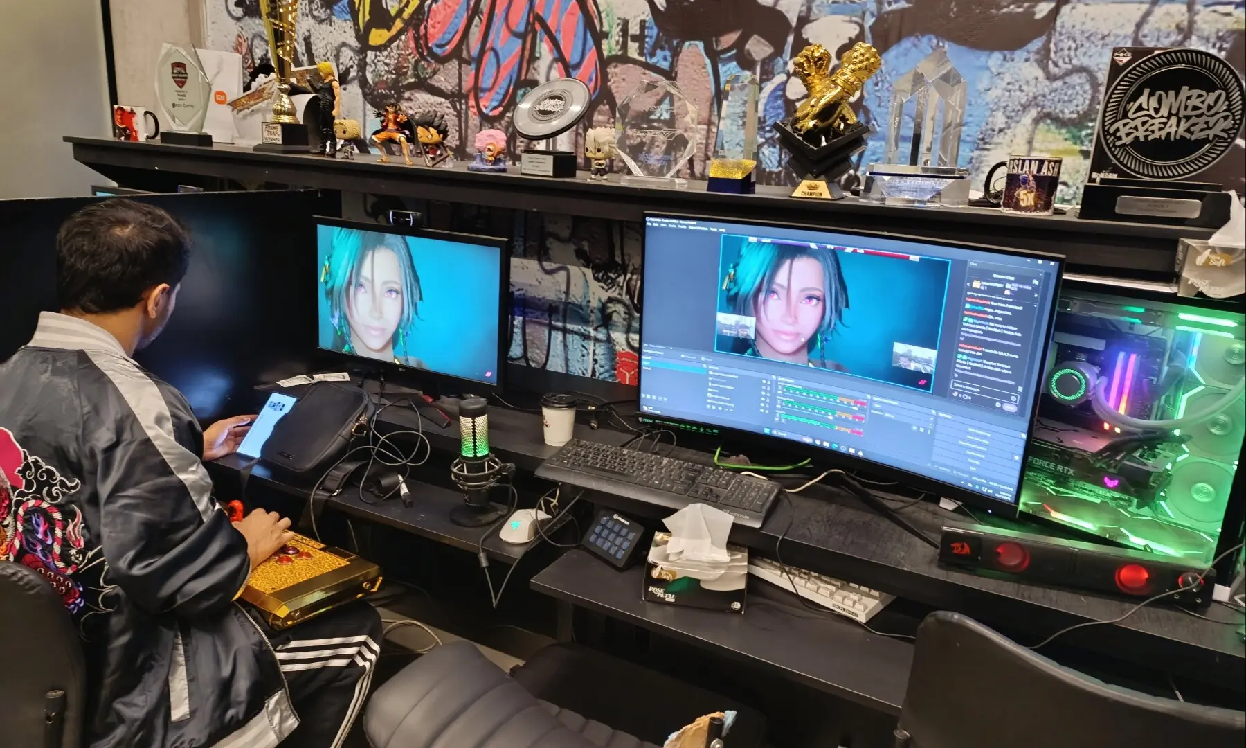 Arslan playing Tekken in his practice room he built with the support of friends in Lahore. &mdash; author