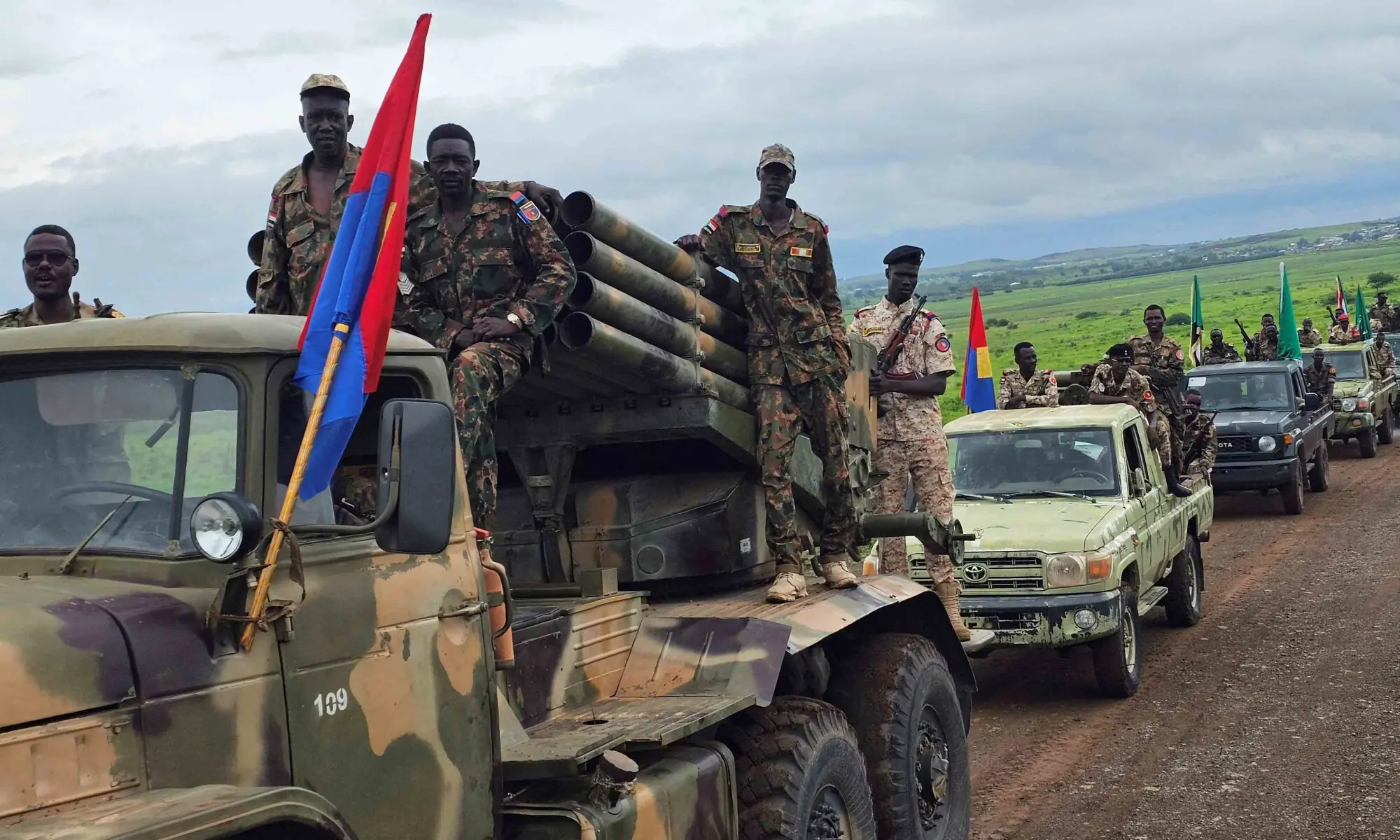 Sudanese army soldiers parade in the streets of eastern Sudan&rsquo;s city of Gedaref on August 14, 2025 to mark the 71st anniversary of the formation of the Sudanese army. &mdash; AFP