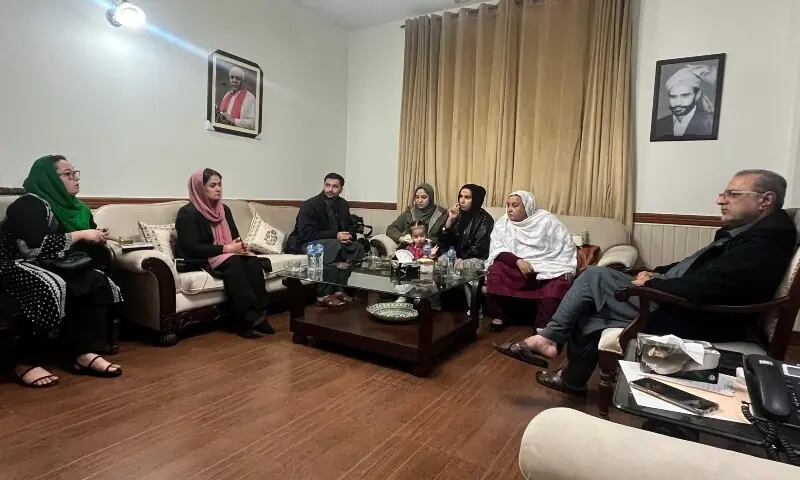 A delegation of Afghan affected families, led by FFTA Country Director Noor Marjan meets Senator Jan Mohammad Buledi on Saturday, Dec 20. —Photo courtesy National Party/Facebook A delegation of Afghan affected families, led by FFTA Country Director Noor Marjan meets Senator Jan Mohammad Buledi on Saturday, Dec 20. —Photo courtesy National Party/Facebook