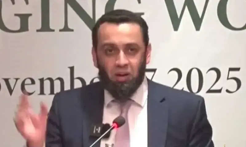 Information Minister Attaullah Tarar speaks at a function on Monday. &mdash; DawnNewsTV/File