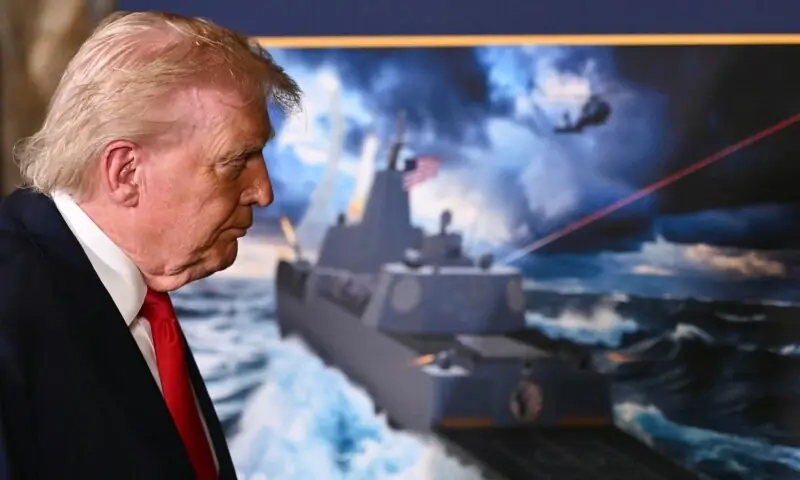 US President Donald Trump leaves after announcing the US Navy&rsquo;s new Golden Fleet initiative, unveiling a new class of warships, at Mar-a-Lago in Palm Beach, Florida, on December 22, 2025. &mdash; AFP