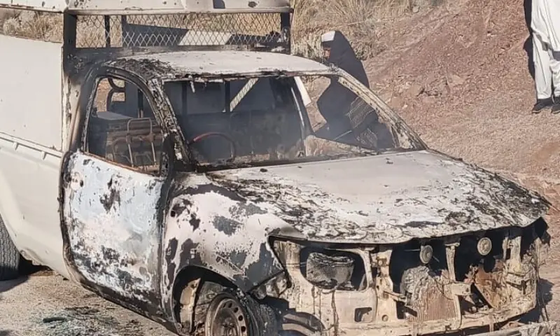 This image shared by police shows the mobile that came under attack on Tuesday. &mdash; Photo provided by author