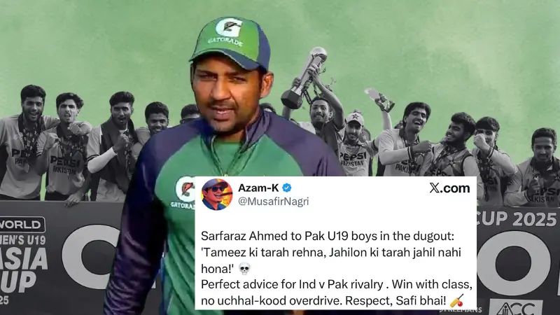 Win, but with &lsquo;tameez&rsquo;: Sarfaraz Ahmed&rsquo;s dugout lesson steals the show in U-19 Asia Cup final