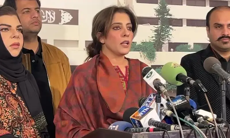 Senator Pulwasha Khan during a press conference in Islamabad. - Screenfrab