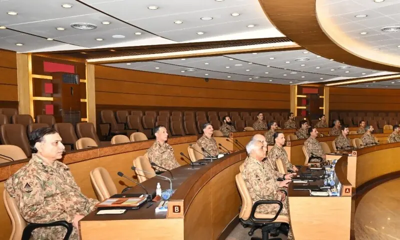 Senior military officials attend the 273rd Corps Commander Conference at  General Headquarters in Rawalpindi on December 24. &mdash; Photo courtesy ISPR