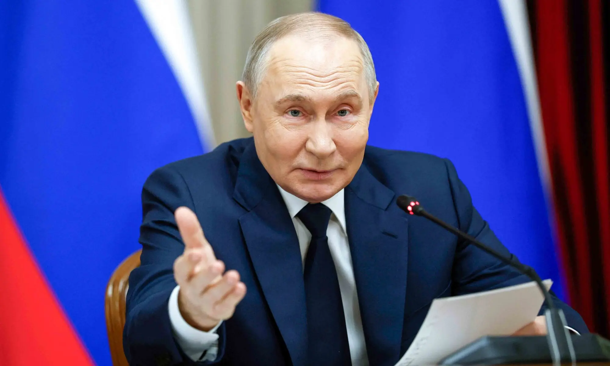 In this pool photograph distributed by the Russian state agency Sputnik, Russia&rsquo;s President Vladimir Putin attends a cabinet meeting in Moscow on December 24, 2025. &mdash; AFP