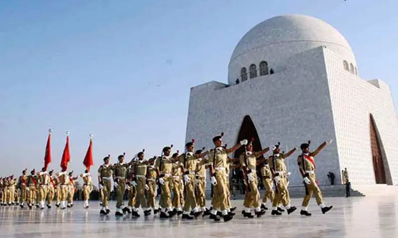 A change of guards ceremony taking place at Mazar-i-Quaid in Karachi on December 25. — Photo courtesy Radio Pakistan/X A change of guards ceremony taking place at Mazar-i-Quaid in Karachi on December 25. — Photo courtesy Radio Pakistan/X