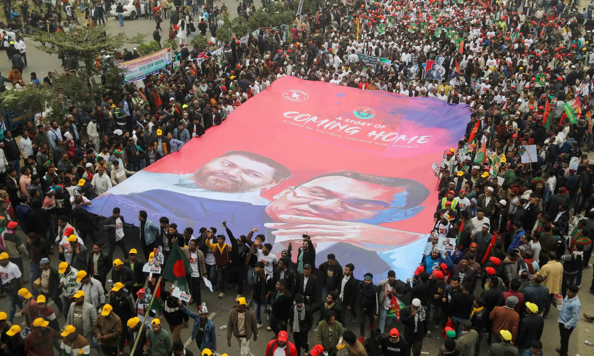 Supporters of the Bangladesh Nationalist Party (BNP) gather to join a grand rally to welcome BNP acting chairman Tarique Rahman, in Dhaka, Bangladesh, December 25, 2025. &mdash; Reuters