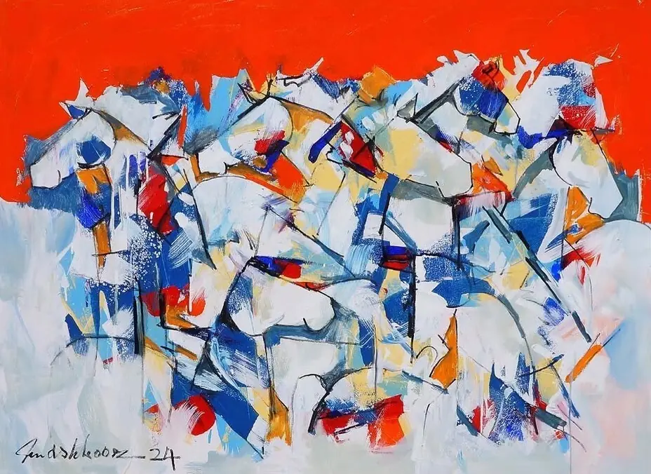 A painting by Mashkoor Raza. Courtesy: Mainframe Gallery