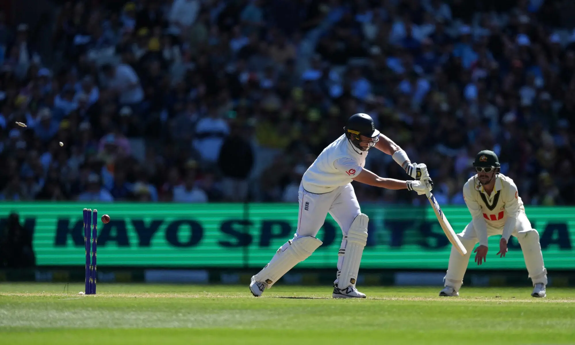 England batter Jamie Smith is bowled out by Australia&rsquo;s Scott Boland during the fourth Ashes Test at the Melbourne Cricket Ground in Melbourne on December 26, 2025.&mdash;Reuters