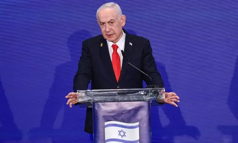 Israeli Prime Minister Benjamin Netanyahu speaks during a joint press conference with Cypriot President Nikos Christodoulides and Greek Prime Minister Kyriakos Mitsotakis, in Jerusalem on December 22, 2025. &mdash;Reuters/ File