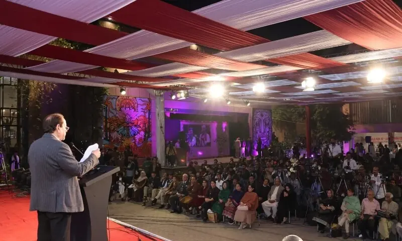 Grand Closing Ceremony of the 18th Aalmi Urdu Conference concludes on Sunday, Dec 28. — Photo courtesy @ACPKHI/X Grand Closing Ceremony of the 18th Aalmi Urdu Conference concludes on Sunday, Dec 28. — Photo courtesy @ACPKHI/X