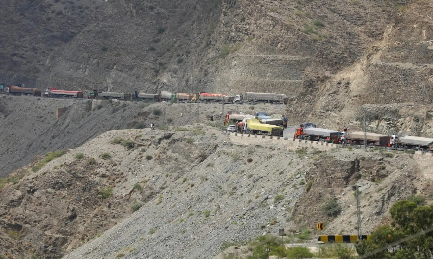  Trucks loaded with supplies to leave for Afghanistan are seen stranded at the Michni checkpost, after the main Pakistan-Afghan border crossing closed after clashes, in Torkham, Pakistan September 7, 2023. &mdash; Reuters/Fayaz Aziz 