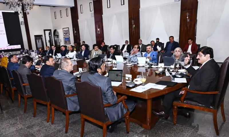 Sindh Chief Minister Syed Murad Ali Shah presides over a meeting of the provincial cabinet at CM House on Dec 30. &mdash;Photo courtesy @SindhCMHouse/X