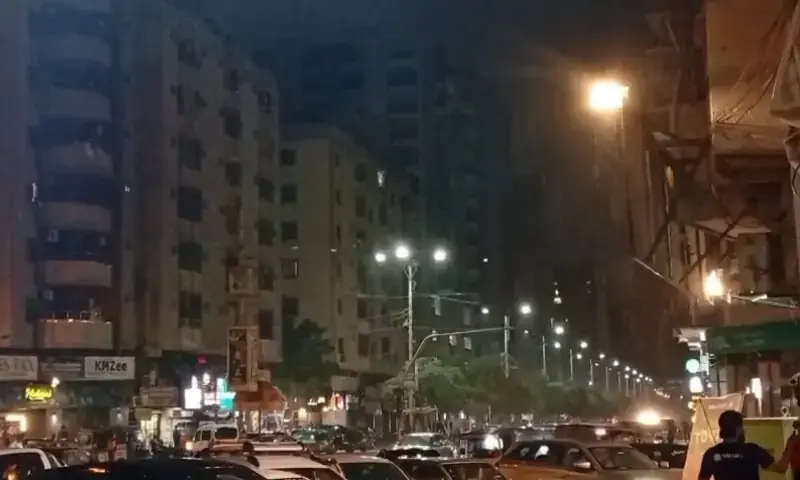 This image taken from a video shows rainfall in Karachi on Tuesday night. &mdash; Screenshot taken from video provided by author