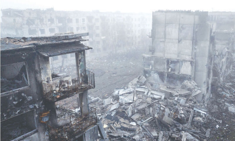 DESTROYED residential buildings in Ukraine&rsquo;s frontline town of Kostyantynivka, in Donetsk region. &mdash;AFP