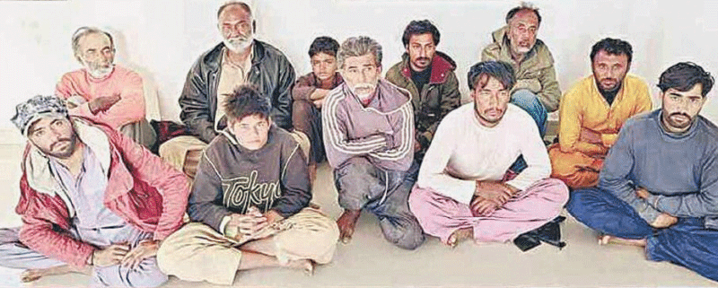 The 11 Pakistani fishermen in Indian custody.—Courtesy Coastal Media Centre 