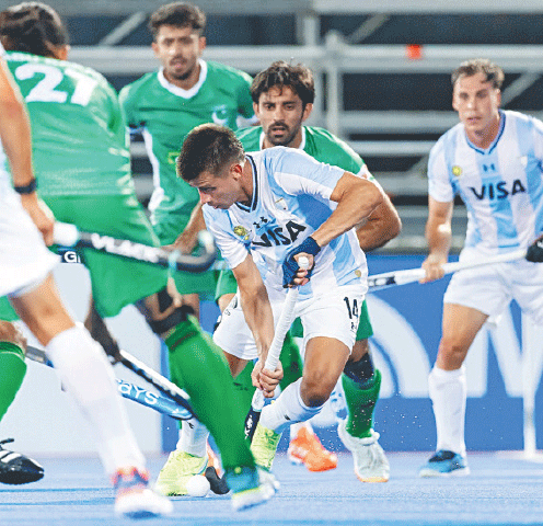 SANTIAGO: Players in action during the FIH Pro League match between Pakistan and Argentina on Friday.&mdash;Courtesy FIH