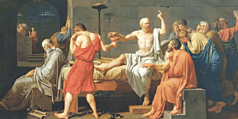 The Death of Socrates is an oil on canvas painted by French painter Jacques-Louis David in 1787 | Metropolitan Museum of Art, New York