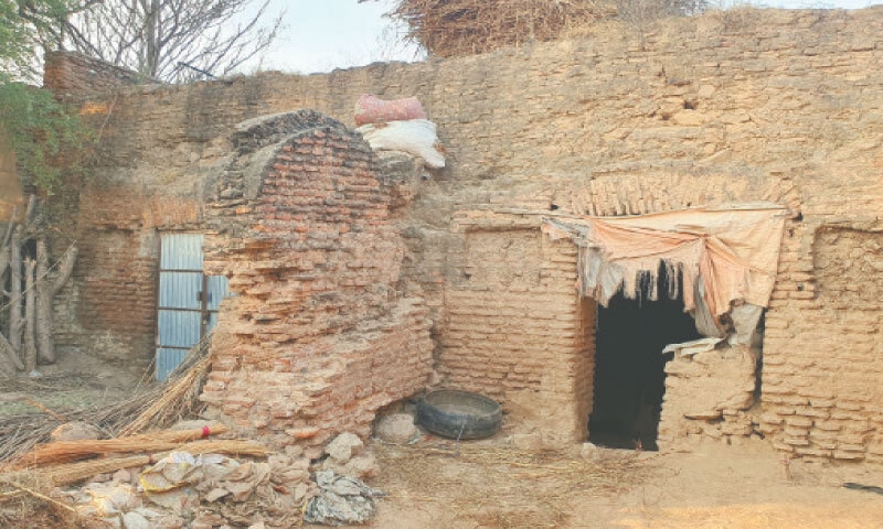 Shattered arches of side rooms of the fort. Their surroundings have been altered into cattle pens.