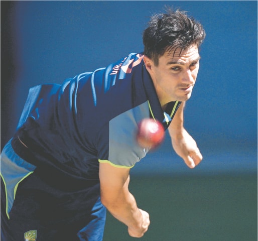 AUSTRALIAN skipper Pat Cummins bowls during a practice session at the Adelaide Oval on Tuesday.&mdash;AFP