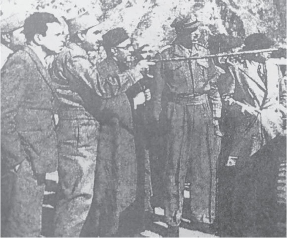 Liaquat Ali Khan stands to the left of Maj Gen Akbar Khan, who points with his stick towards the Pandu area in Kashmir in January 1949: Maj Gen Akbar Khan would eventually become the ringleader of the Rawalpindi Conspiracy, a coup attempt to topple the government of Liaquat Ali Khan and eliminate him | The Assassination of Liaquat Ali Khan: 1947-1952