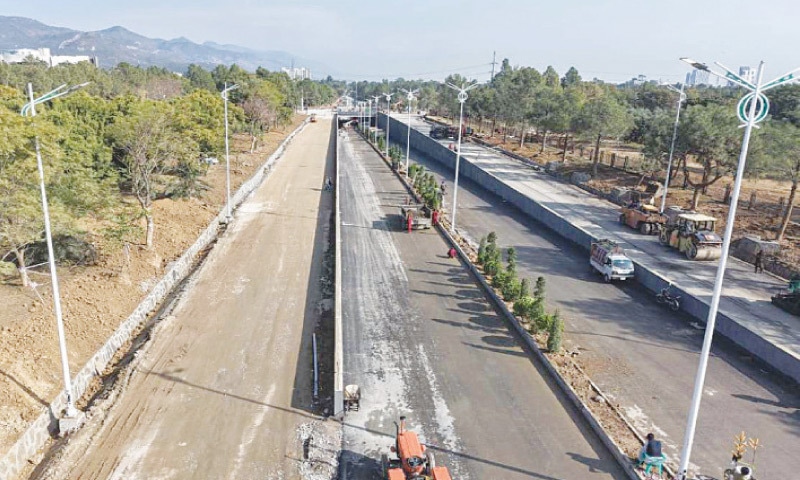 Shaheen Chowk underpass project is near completion. &mdash; White Star