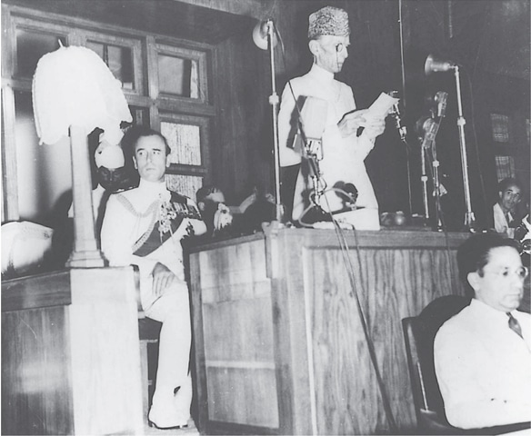 QUAID-I-AZAM addresses the fi rst Constituent Assembly of Pakistan.