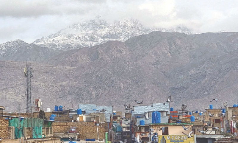 A view of Quetta&rsquo;s mountains, draped in snow. Icy Siberian winds lashed the provincial capital on Wednesday.&mdash;PPI