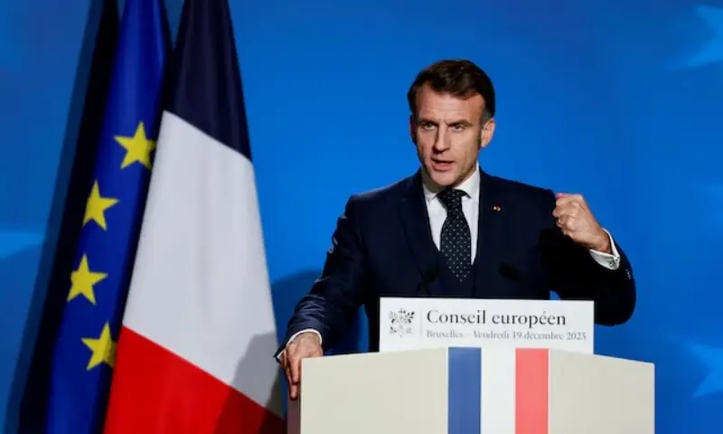 French President Emmanuel Macron holds a press conference during a European Union leaders&rsquo; summit, in Brussels, Belgium December 19, 2025. &mdash;Reuters