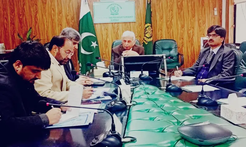 Federal Minister for Food Security and National Research Rana Tanveer Hussain chairs a meeting of the National Wheat Oversight Committee in Islamabad on December 31, 2025. &mdash; PID