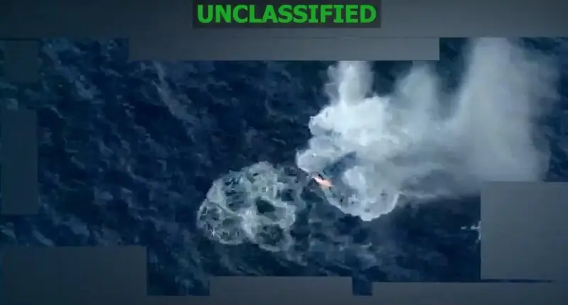 This screen grab from a video posted on the X account of US Southern Command (SOUTHCOM) on December 31, 2025 shows a strike at the direction of US Defence Secretary Pete Hegseth. &mdash; AFP