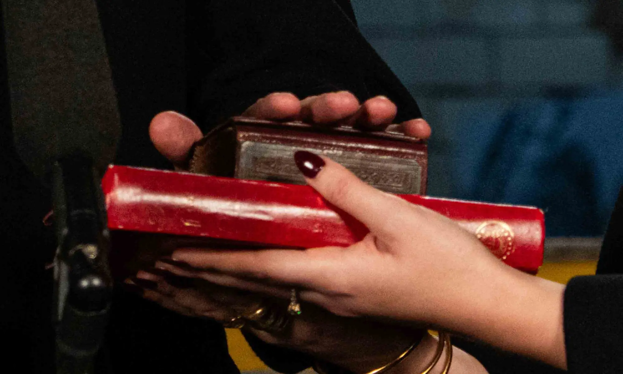 New York mayor-elect Zohran Mamdani places his hand on the Holy Quran as he is sworn in on January 1, 2026 in New York. &mdash; AFP