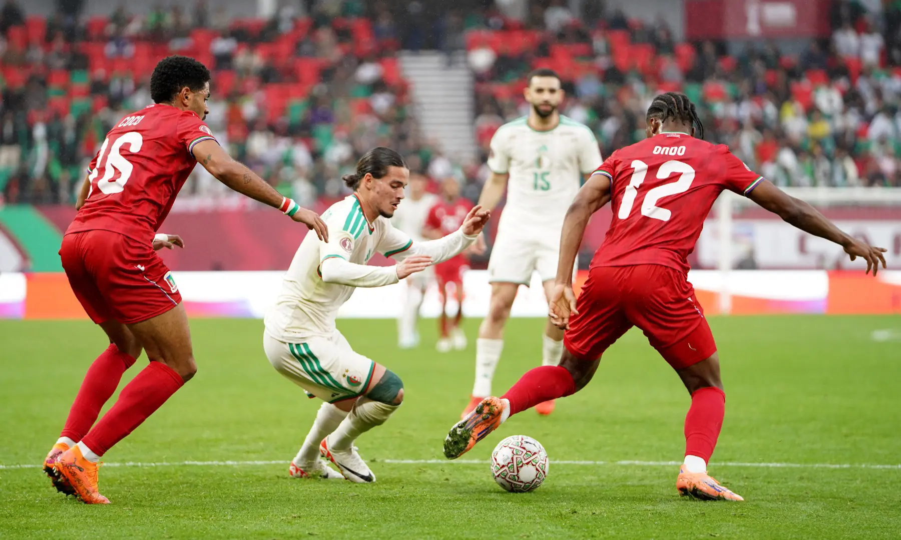Algeria&rsquo;s Anis Hadj Moussa in action with Equatorial Guinea&rsquo;s Charles Ondo at the  Africa Cup of Nations  Group E Equatorial Guinea v Algeria at the Moulay El Hassan Stadium in Rabat, Morocco on December 31, 2025. &mdash; Reuters
