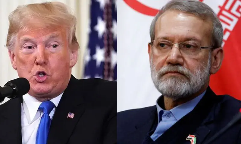 A collage of US President Donald Trump and  Ali Larijani, the secretary of Iran&rsquo;s Supreme National Security Council. &mdash; AFP/ Reuters