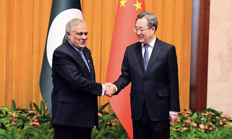 Deputy Prime Minister and Foreign Minister Ishaq Dar meets Chinese Executive Vice Premier Ding Xuexiang in Beijing on Jan 4, 2026. &mdash; Photo courtesy FO/X