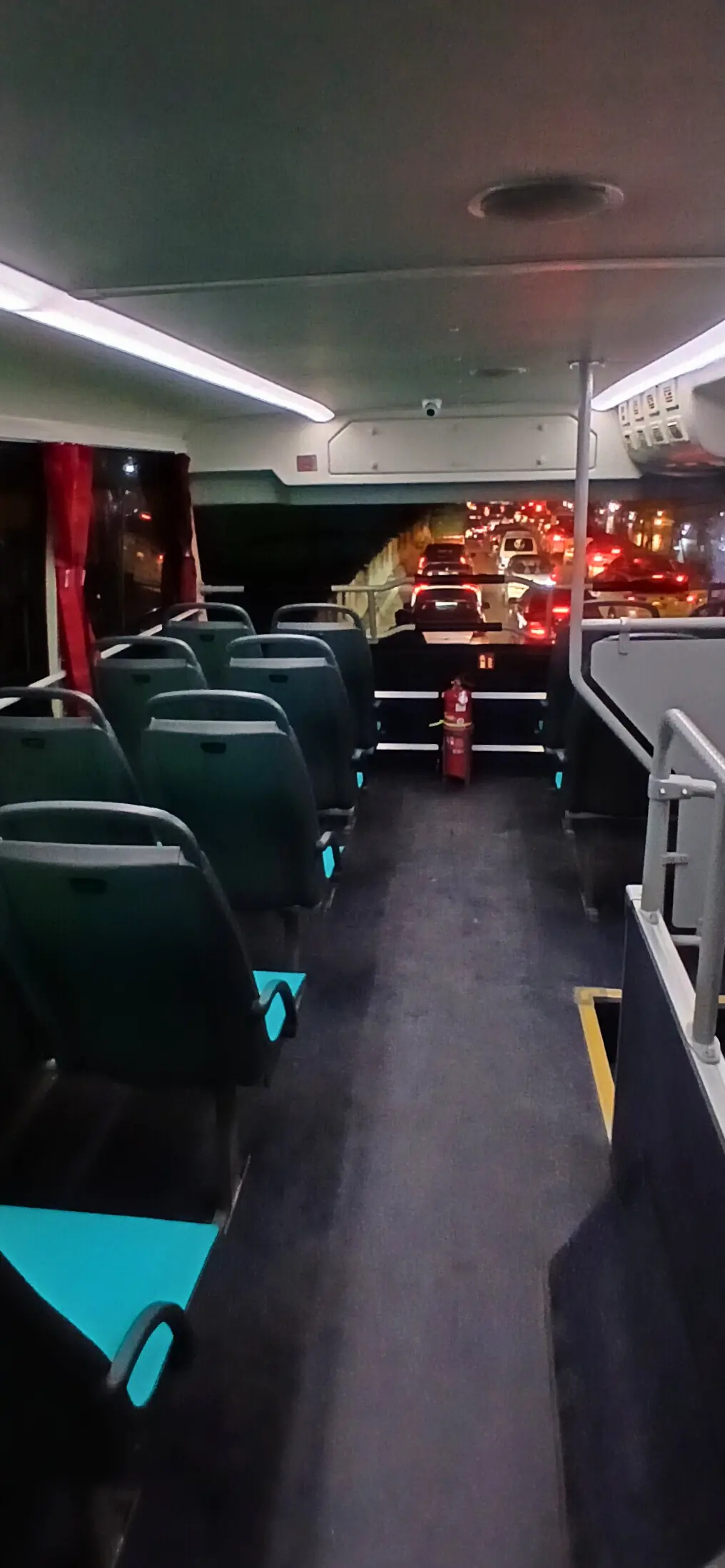 Enclosed upper cabin on Karachi’s new double-decker buses. — Photo by author