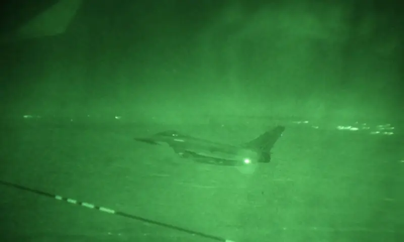 A still grab taken from handout video footage recorded on January 3, 2025 and released by the British Ministry of Defence shows a Royal Air Force Typhoon aircraft air-to-air refuelling during a joint patrol with French aircraft over Syria. — AFP A still grab taken from handout video footage recorded on January 3, 2025 and released by the British Ministry of Defence shows a Royal Air Force Typhoon aircraft air-to-air refuelling during a joint patrol with French aircraft over Syria. — AFP