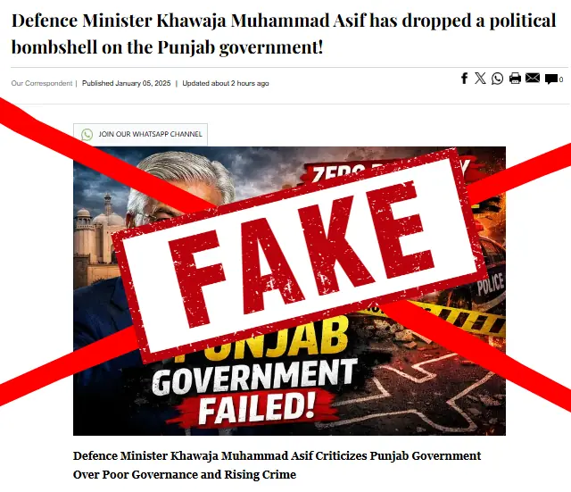 A screenshot of the fake web page.