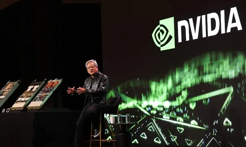Nvidia founder and CEO Jensen Huang speaks about the Vera Rubin AI platform during a question and answer session with reporters at the annual Consumer Electronics Show (CES) in Las Vegas, Nevada, on January 6. &mdash;AFP