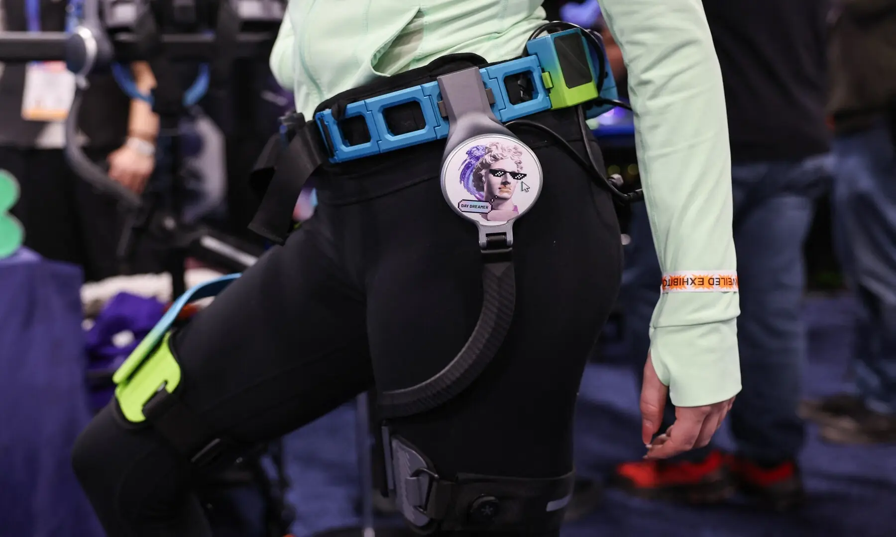 The Ascentiz modular exoskeleton belt is demonstrated during CES Unveiled ahead of the Consumer Electronics Show (CES) in Las Vegas, Nevada on January 4, 2026.   &mdash; Patrick T. Fallon / AFP