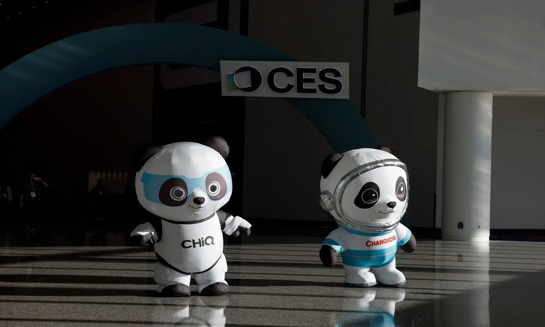 People dressed in Panda costumes for the Chinese electronics brand Changhong gather in the lobby of the Las Vegas Convention Centre ahead of the annual Consumer Electronics Show (CES) in Las Vegas, Nevada, on January 5, 2026. &mdash; Patrick T. Fallon / AFP