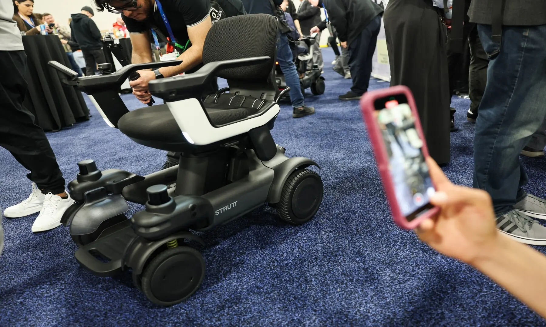 The Strutt ev smart personal mobility vehicle is demonstrated during CES Unveiled ahead of the Consumer Electronics Show (CES) in Las Vegas, Nevada on January 4, 2026. &mdash; Patrick T. Fallon / AFP