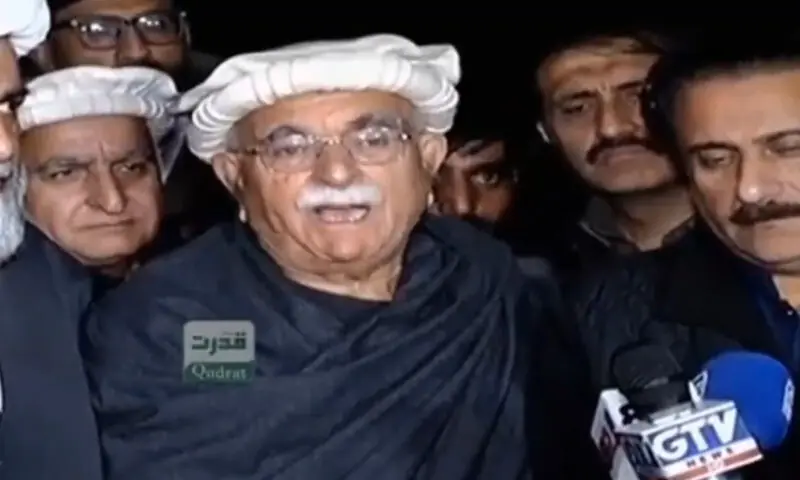 TTAP chief Mahmood Khan Achakzai addresses reporters in Lahore on Janaury 8. &mdash; Screengrab via X/@TTAP_OFFICIAL