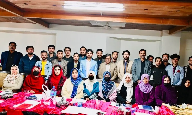 AJK Information Minister Rafique Nayyar poses for a photograph with the participants of an awareness workshop on media literacy and social media in Muzaffarabad on Thursday. — Photo via author AJK Information Minister Rafique Nayyar poses for a photograph with the participants of an awareness workshop on media literacy and social media in Muzaffarabad on Thursday. — Photo via author