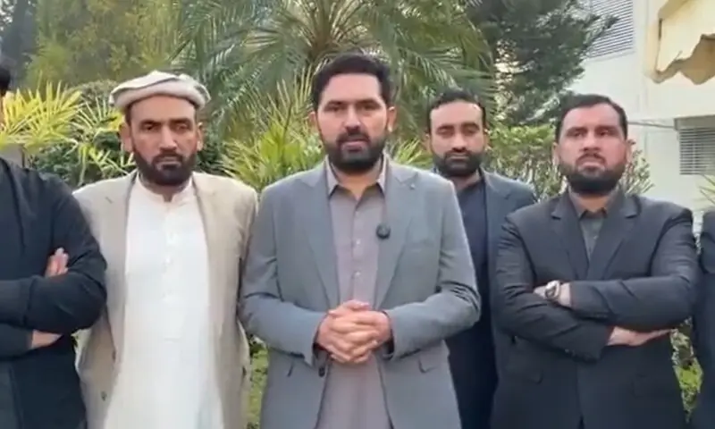 KP CM Sohail Afridi before departing for Karachi on January 9. &mdash; Screengrab via video from X/@PTIofficial